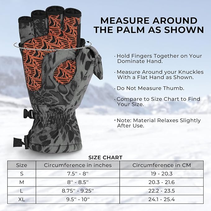 KastKing PolarBlast Convertible Ice Fishing Gloves Cold Weather Mittens and Fingerless Gloves with 3M Thinsulate Ideal for Ice Fishing, Photography