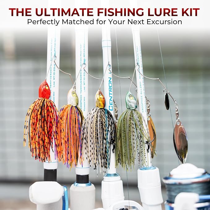 MadBite by KastKing Spinnerbait Fishing Lures, Bass Trout Salmon Walleye Stainless Steel Spinner Baits Kit, Saltwater Freshwater, 4 pcs