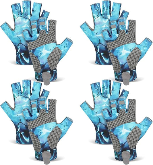 4 Pairs Half-Finger Fishing Gloves, UPF 50+ Breathable, Quick-Drying Sun Protection for Men & Women Anti-Slip for Fishing, Cycling