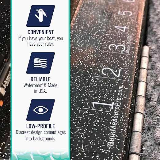 36" Fish Measuring Ruler Sticker | Transparent Waterproof Decal Tape | Made in USA | Large Bold Easy Read Markings | Boat, Kayak, Net, Cooler, Table Compatible | Marine Grade Adhesive | Easy Install