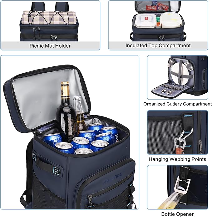 Hulongo 48Cans Cooler Backpack, Waterproof Insulated Backpack Cooler for Men & Women, Leakproof