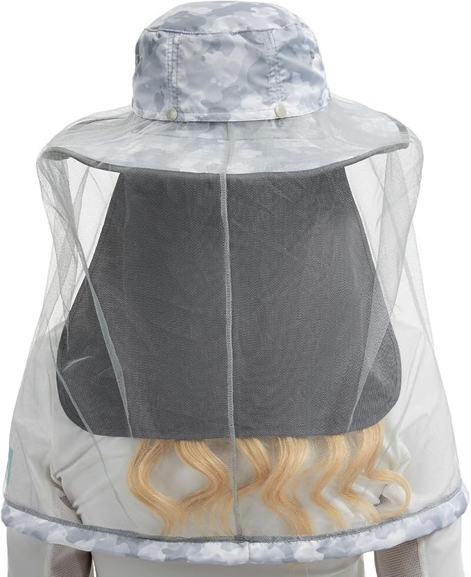 BASSDASH UPF 50+ Mosquito Sun Hat with Hidden Head Net and Neck Flap for Men Women Outdoor Fishing Hiking Camping