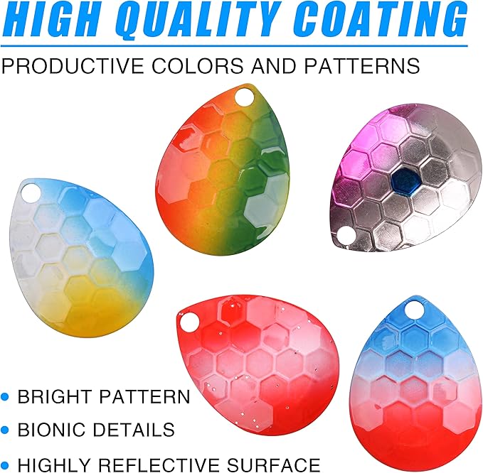 Fishing Spinner Blades for Lure Making Kit, 30pcs Hammered Colorado Blades for Spinnerbaits, Walleye Rig, DIY Crawler Harness, Trout, Salmon, Bass Fishing Mixed Colors