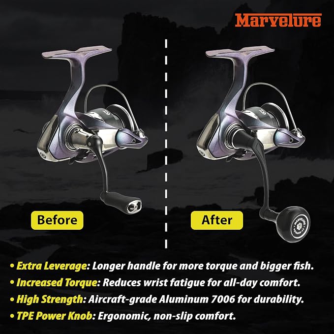 Locked-Type Power Handle (Hexagon Shaft) Compatible for Daiwa Revros LT Crossfire LT Legalis LT Regal LT Laguna LT Eliminator QR Spinning Reels
