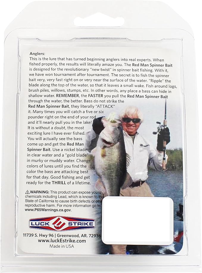 Luck E Strike Redman Spinner Bait by Jimmy Houston, 3/8 Ounce Colorado Spinnerbait