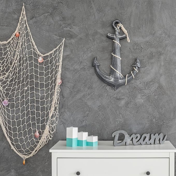 Boao 10 Pieces Fish Net Decorative 80 x 40 Inch, Fishing Net Decor Natural Party Decoration Nautical Themed Cotton Accessory Pirate Netting Hawaii Beach Halloween Theme Party Supplies