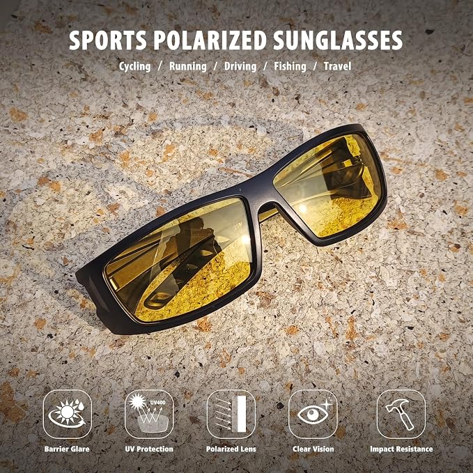 Polarized Sports Sunglasses for Men Women Unbreakable Frame Cycling Fishing Wrap Around Sunglasses UV400 Protection