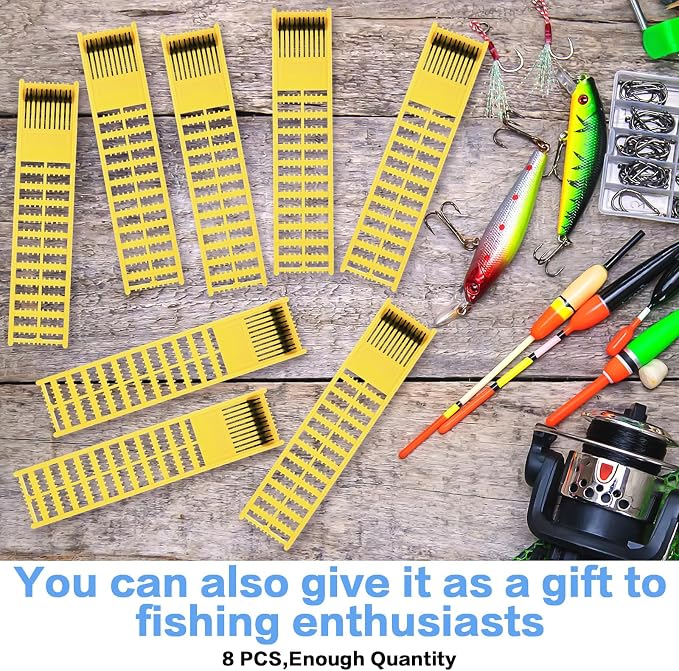 Meooeck 8 Pieces Fish Hook Holder Snelled Fishing Leader Holder 10.6 x 2.36 x 0.67 Inch Line Organizer for Storing Line Rigs