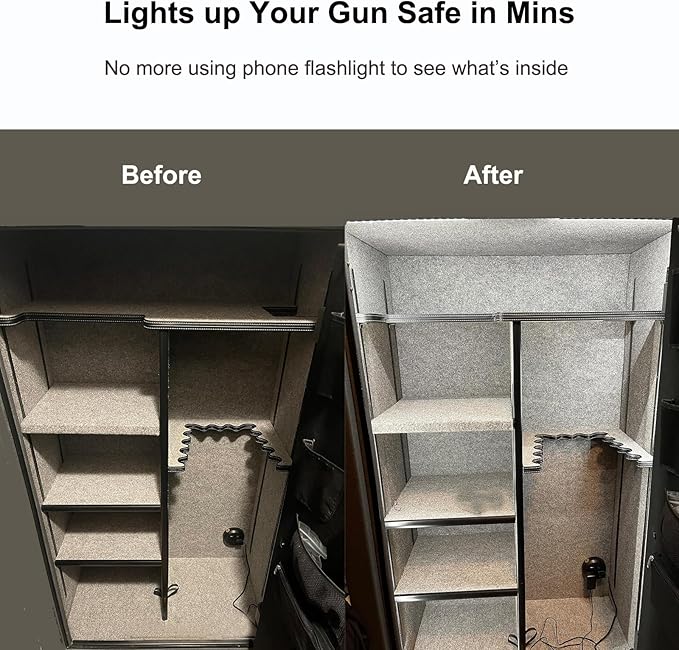 Door Activated Safe Light Kit, Multiple Packs 12 Inch 5000K Black Led Safe Lighting Kit with Power Adapter, Self-Adhesive - Ideal for Safes, Closets, and Pantries