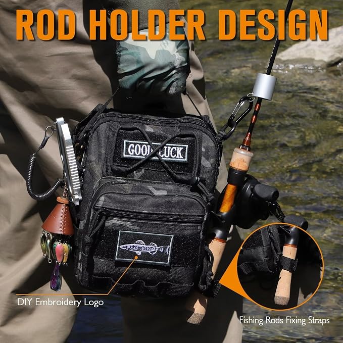Dovesun Small Fishing Backpack, Waterproof Fly Fishing Sling Pack Tackle Bag with Tackle Boxes