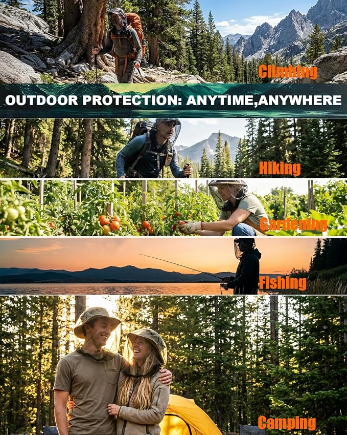 Mosquito Head Net, 2 Pack Ultra Fine Ice Silk Cooling Breathable Soft Large Long Mesh for Outdoors, Fits Most Hats