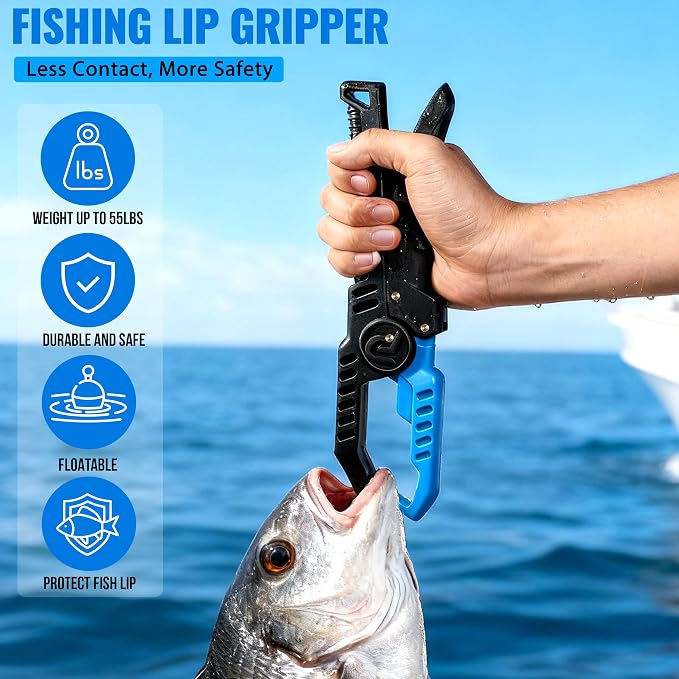 PLUSINNO Fishing Gear,Full Fishing Pole kit Include Fishing Rod and Reel Combo, Tackle Box with Fishing Lures, Fishing Accessories, Fishing Pliers,Fishing Gifts for Men with Fishing Tool Kit
