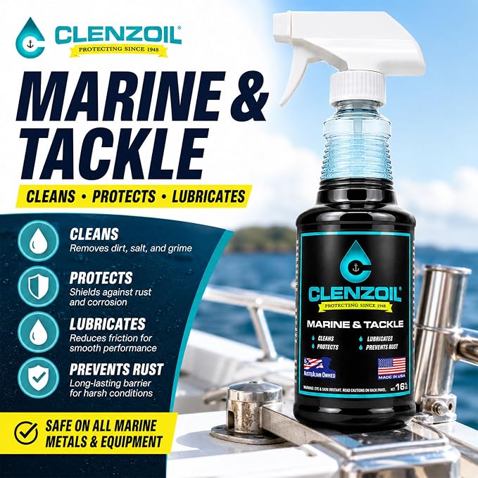 CLENZOIL Marine & Tackle - Fishing Gear Oil Lubricant - for Fish Care Reels, Boat Motors, Downriggers & More - Easily Oils Applicator