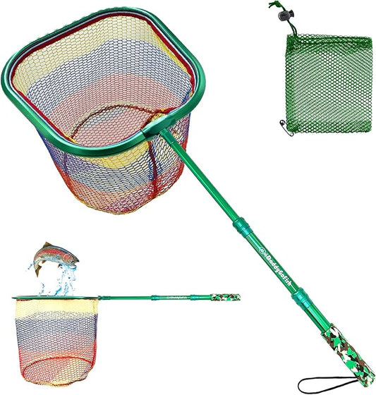 DaddyGoFish Kids Fishing Net - Extendable Telescopic Landing Net for Boy Girl Children Catching Small Fish Crab Shrimp Minnow Dragonfly Beach Pier Lake River Ocean