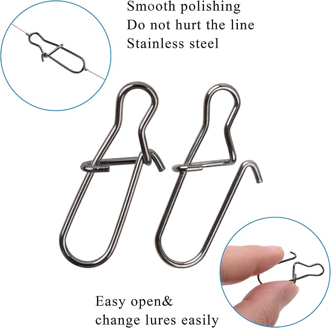 Duo Lock Fishing Snap Kit, Stainless Steel Fishing Nice Snap Swivels High Strength Fishing Snaps and Clips Fishing Connector Tackle Kit for Saltwater Freshwater