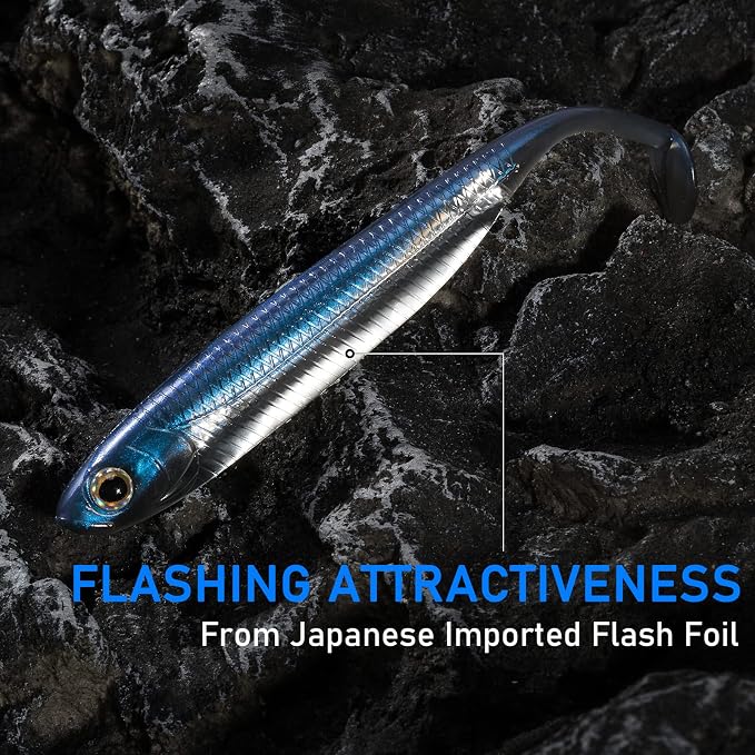 Dr.Fish Paddle Tail Swimbaits, Soft Fishing Lures for Bass Fishing 2.75-4.75 Inches, Freshwater & Saltwater Soft Plastic Baits Swim Shad Bait Minnow Lures Drop Shot