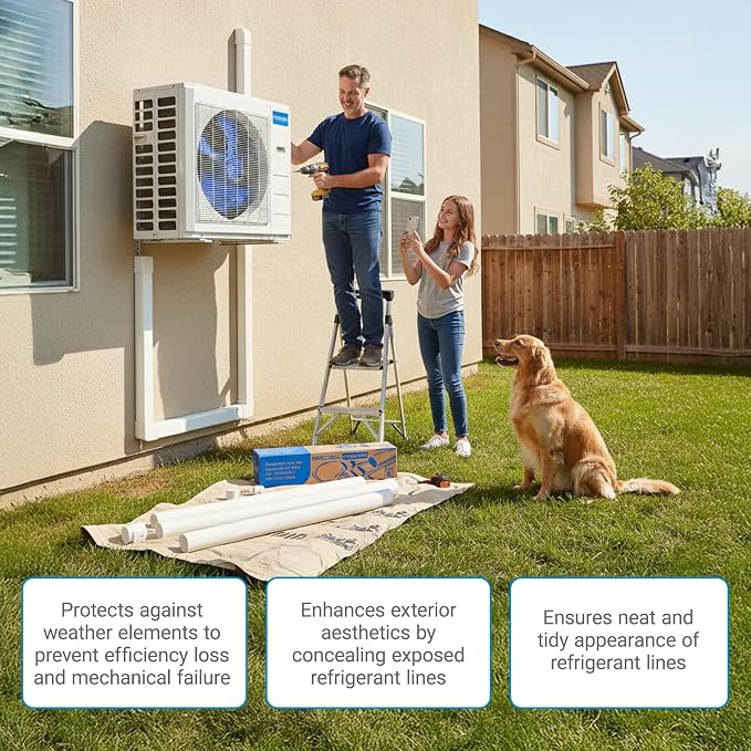 MRCOOL LineGuard 4.5 Inch Line Set Cover Kit, Mini Split Air Conditioner Accessory for Outdoor Line Protection, DIY Installation, 12 Feet