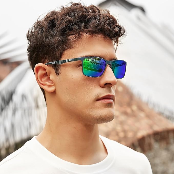 BIRCEN Polarized Mens Sunglasses for Driving: UV Protection Al-Mg Metal Sunglasses Lightweight Shades for Fishing Travel Golf