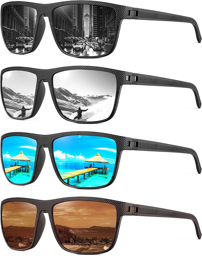 NSSIW Mens-Sunglasses Polarized Sunglasses Men : Classic Sun Glasses with UV Protection for Driving Fishing Golf 4 Packs