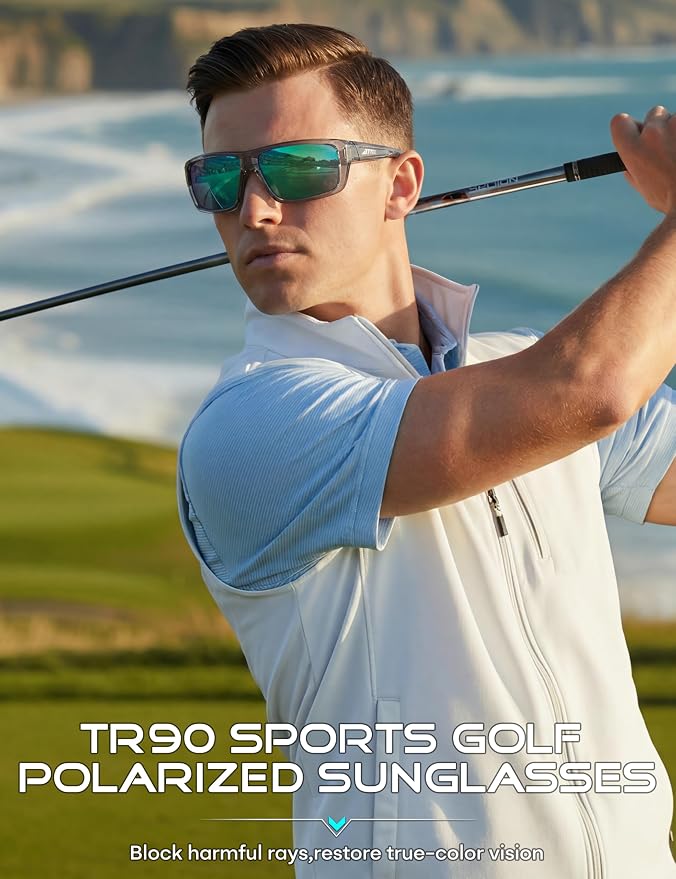 ATTCL Polarized Sunglasses Men for Fishing: UV Protection Lightweight TR90 Sports Wrap Sun Glasses Driving Golf Running