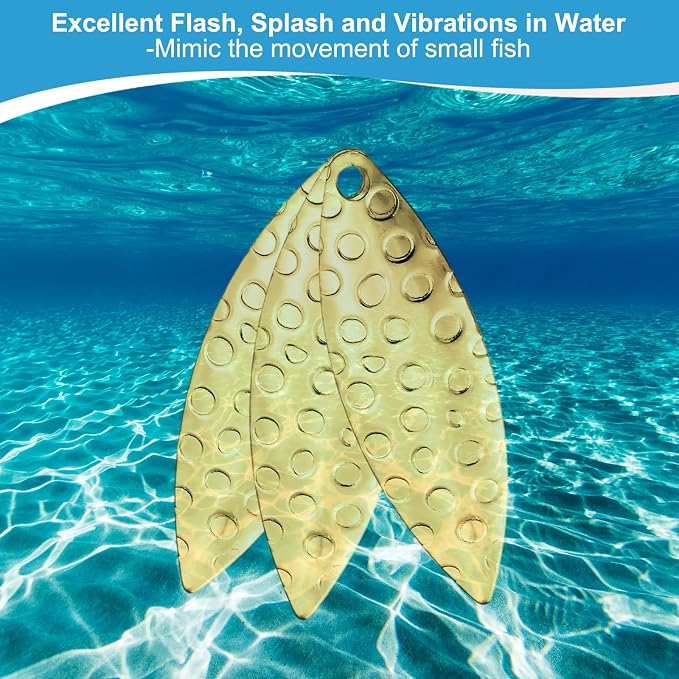PATIKIL Fishing Lure Blades, Round Fishing Spinner Baits Willowleaf Lure Spinner Lure Making Part with Plastic Storage Box for Bait Fishing Accessories