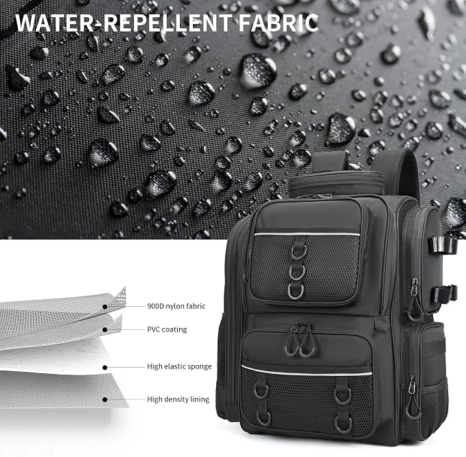 WANOON Fishing Backpack, fishing bag with Rod Holders. Large tackle Backpack Strong Materials