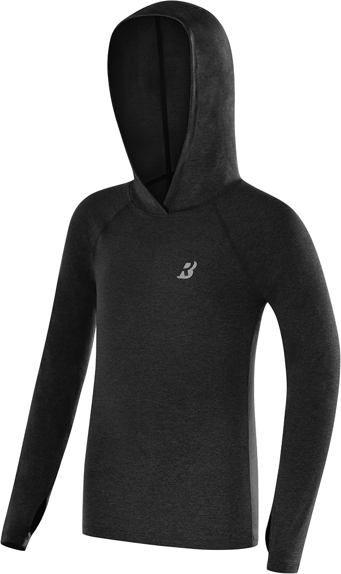 Roadbox Boys Rash Guard Hooded Fishing Shirt, Kids UPF 50+ Long Sleeve Sun Hoodie, Youth UV Protection Beach Swim Shirts