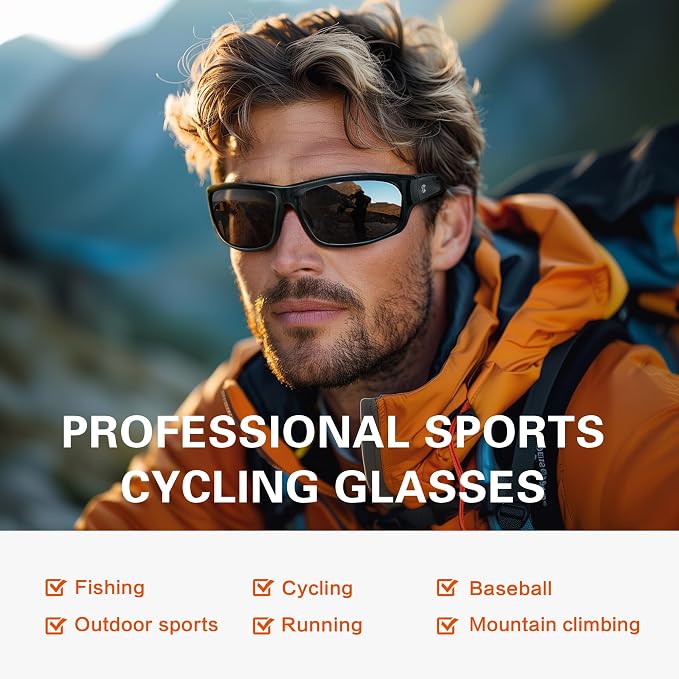 suoso Sports Polarized Sunglasses for Men: Women UV400 Protection Wrap Around Sun Glasses for Golf Fishing Running Driving