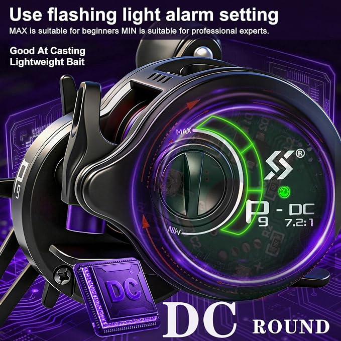 Sougayilang Baitcasting Reel and Rod Combo, Digital Control Braking System Anti-Backlash Roun Baitcasting Reel with Portable 2-Piece Lightweight Casting Rod for Freshwater