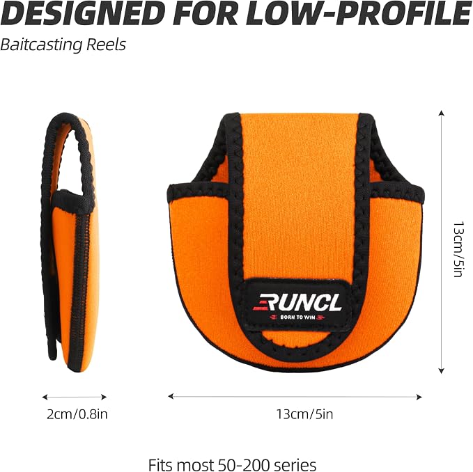 RUNCL Baitcasting Reel Bag – Protective Storage Pouch for Baitcasting Reels & Spinning Reels, Lightweight & Durable, Ideal for Freshwater & Saltwater Fishing Trips (orange& Black)