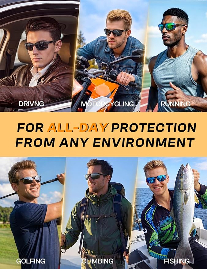 DUCO Mens Sports Polarized Sunglasses UV Protection Sunglasses for Men 8177s