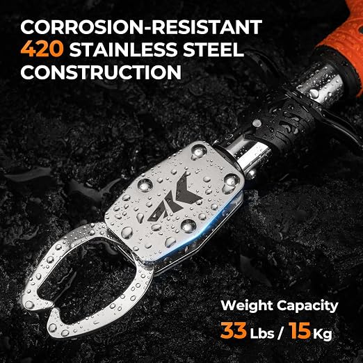 KastKing Paradox 11’’ Pistol Lip Grip, Corrosion-Resistant 420 Stainless Steel, Ergonomic Non-Slip Elastomer Handle, Easy-to-Use Trigger, Spring-Loaded Jaws for a Firm and Safe Hold