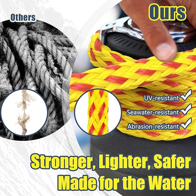 Boat Tow Rope 60ft 3-6K, Floating Ropes for Towable Tubes Accessories