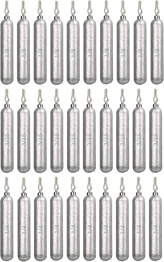 Reaction Tackle Lead Drop Shot Weights for Bass Fishing - Freshwater & Saltwater - Skinny Pencil Shaped Sinkers for Drop Shot Rig