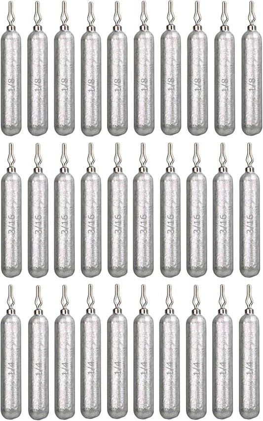 Reaction Tackle Lead Drop Shot Weights for Bass Fishing - Freshwater & Saltwater - Skinny Pencil Shaped Sinkers for Drop Shot Rig
