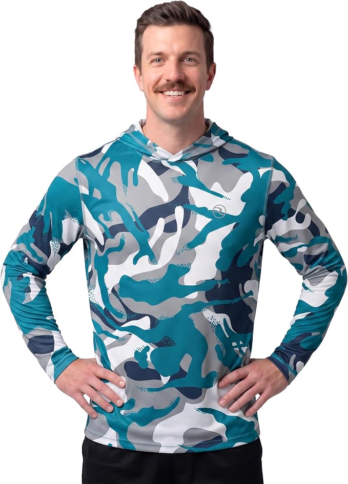 Reel Life UV Long Sleeve Hoodie – Jax Beach Mens Long Sleeve Sun Protection Shirts with Hood