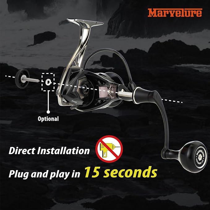 Locked-Type Power Handle (Hexagon Shaft) Compatible for KastKing Megatron 2000-6000 Spinning Fishing Reel