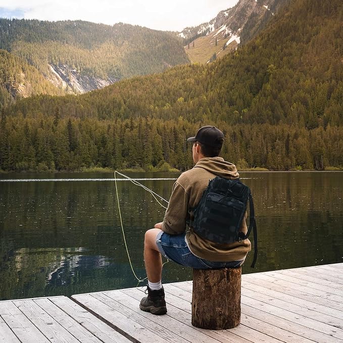 Aertiavty Fishing Backpack, Fishing Bag with Tackle Box, Compact Fishing Tackle Bag, Fishing Tackle Backpack with Rod Holder for Outdoor Sport Fishing Gifts for Men Women