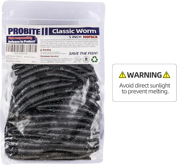 Soft Fishing Worm 100PCS, 3/4/5/6" Mega Value Pack Senko Style Soft Lures for Bass, Plastic Worm Stick Baits, Multicolor, Cost-Effective Fishing Gift
