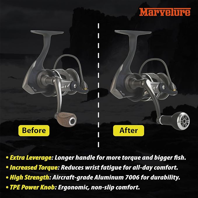 Foldable Power Handle Compatible for Pflueger President, President XT 20-40 Spinning Fishing Reels (Not for President Lock Type or President 6920-6940 Series)