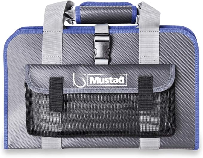 Mustad Jig Bag, Water-Resistant 500-Denier Tarpaulin, Velcro Strap Closure, Practical Outer Mesh Pocket