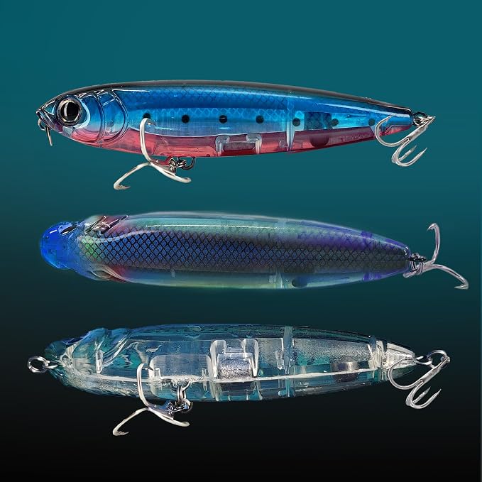Topwater Fishing Lures, Minnow Lure for Bass Fishing, Life-Like Jerkbait Fishing Lures with Treble Hook, Popper Crankbait Sinking Lure for Freshwater/Saltwater