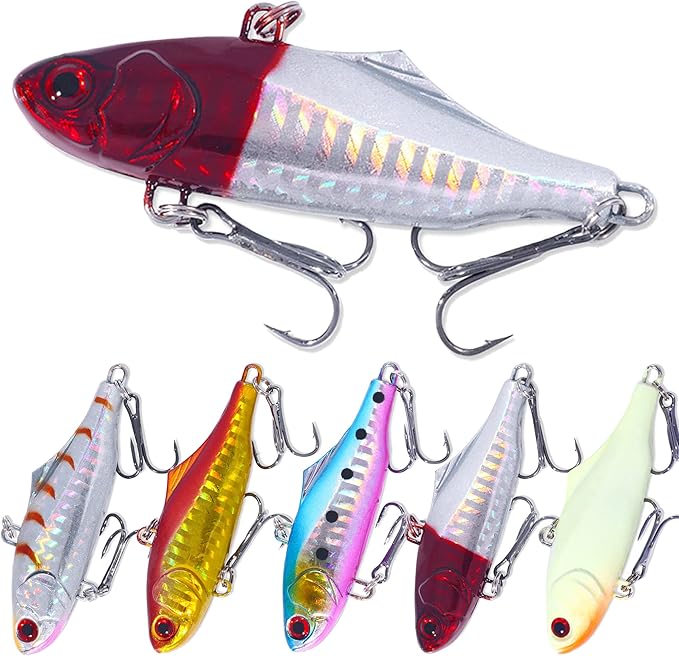 Lipless Crankbait, Rattle Trap Fishing Lures for Freshwater Saltwater, Lipless Crankbaits for Bass Fishing Lure Set for Bass Trout Walleye Redfish Pike, 5pcs with Box