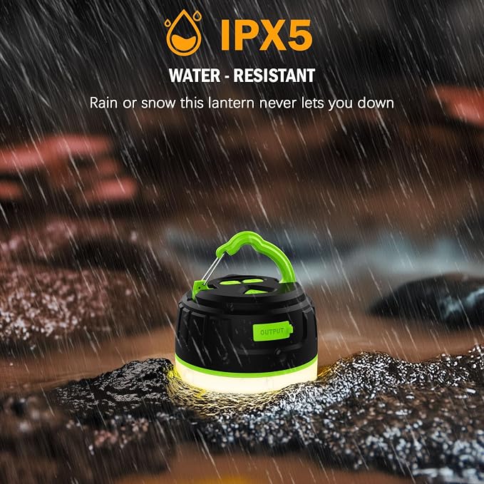 Yonktoo Rechargeable LED Camping Lantern 1000LM, 300H Runtime, 6400mAh, IPX5 Waterproof Tent Light for Camping, Hiking, Power Outages, Home, Emergency Use - Wireless Remote Edition,Green