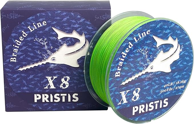 Pristis X8 Braided Fishing Line, 8-Strand Super Strong Braid Line for Professional, Pro Grade Abrasion Resistant & Zero Stretch Durable Gear Tackle for Saltwater Freshwater, 300 Yds Lime Green
