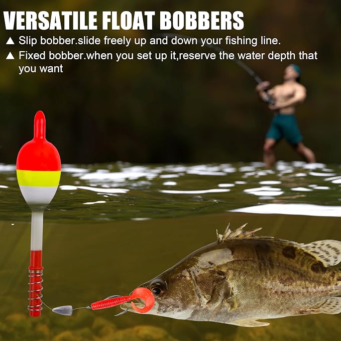 SILANON Wood Slip Bobbers Fishing Floats and Bobbers Spring Oval Stick Slip Floats for Crappie Catfish Trout Panfish Walleyes Fishing 5/10pcs