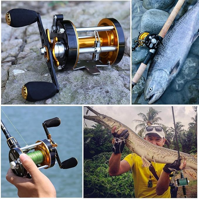 Sougayilang Fishing Reels Round Baitcasting Reel - Conventional Reel - Reinforced Metal Body and Supreme Star Drag