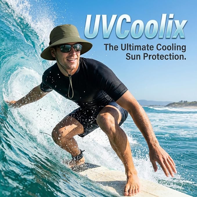 UVCoolix All-Day Comfort Bucket Sun Hat for Men Women,Lightweight Wide Brim UV Protection Boonie Outdoor,Beach,Golf