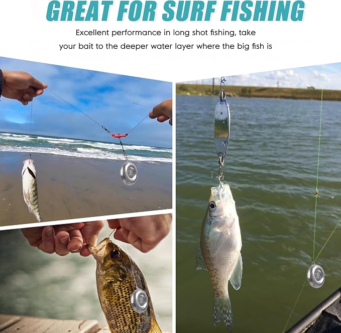 Disc Sinkers Fishing Weights, Coin Fishing Sinkers Weights Saltwater Surf Fishing Weights Bottom Drifting Trolling Catfishing Fishing Sinkers Saltwater Gear Tackle 1oz 2oz 3oz 4oz 5oz 6oz 8oz