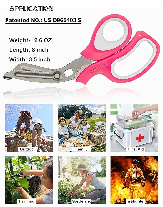 MEUUT 2 Pack Medical Scissors Titanium-coated Trauma Shears for Left and Right Hand -8 inch Heavy Duty Bandage Scissor Surgical Grade Shears EMT Scissors for EMT Workers Doctors Nurses